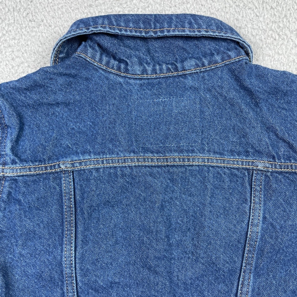 Levis Trucker Denim Jacket Womens‎ Medium Blue Varsity Stripe Ribbed Trim Cotton - Picture 6 of 12
